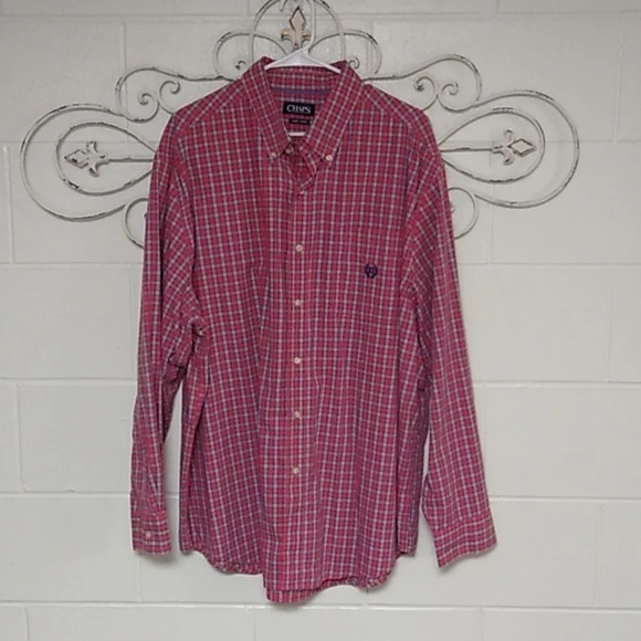 CHAPS EASY CARE BUTTON SOFT, COTTON BLEND, PLAID SHIRT - Picture 1 of 8